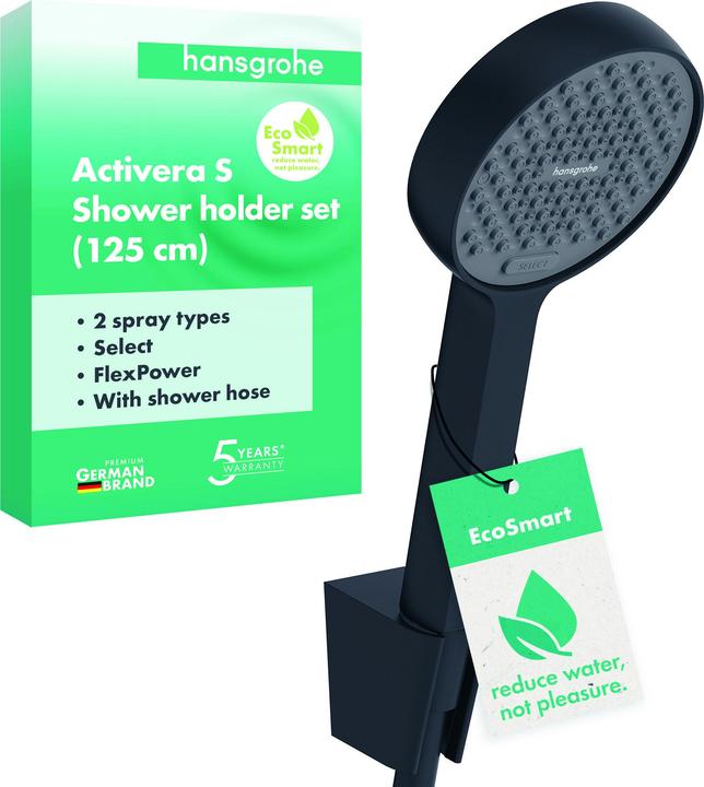 Produktbild hansgrohe Activera Select S Set de support de douche 95, 2 types de jets, EcoSmart, avec flexibles de douche (2 Strahlarten, 7.20 l/min)