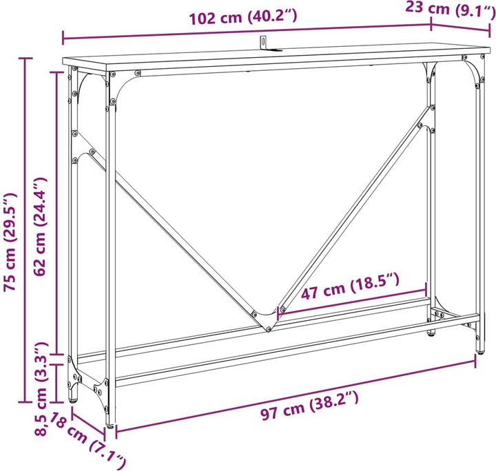Image du produit vidaXL Konsolentisch (22.50 x 22.50 x 75 cm)