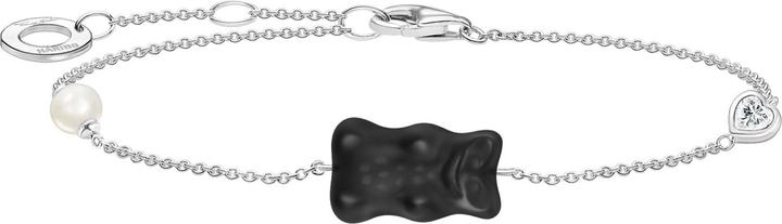 Image du produit Thomas Sabo Bracelet avec ours en or noir, perle et pierre (19 cm, Perles d'eau douce, Argent sterling 925)