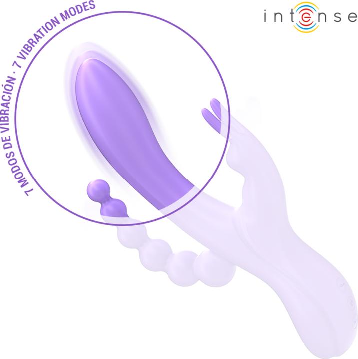 Actual product image Intense Miko Triple Vibrator Rabbit & Stimulator & Anal 7 Vibrations Purple