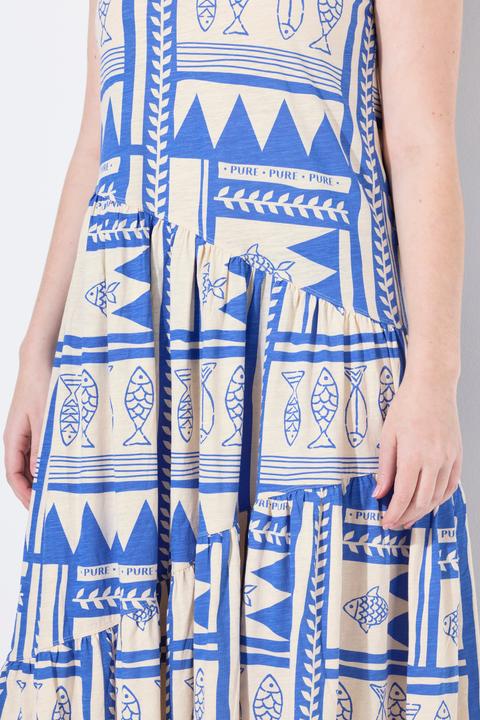Produktbild Ulla Popken Midikleid, Jersey, Fische, V-Ausschnitt, ärmellos (60)