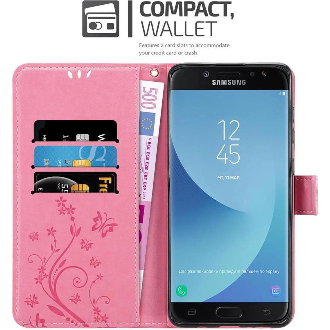 Thumbnail - Cadorabo Flower Book Cover (Samsung Galaxy J7 2018), Smartphone Hülle, Rosa
