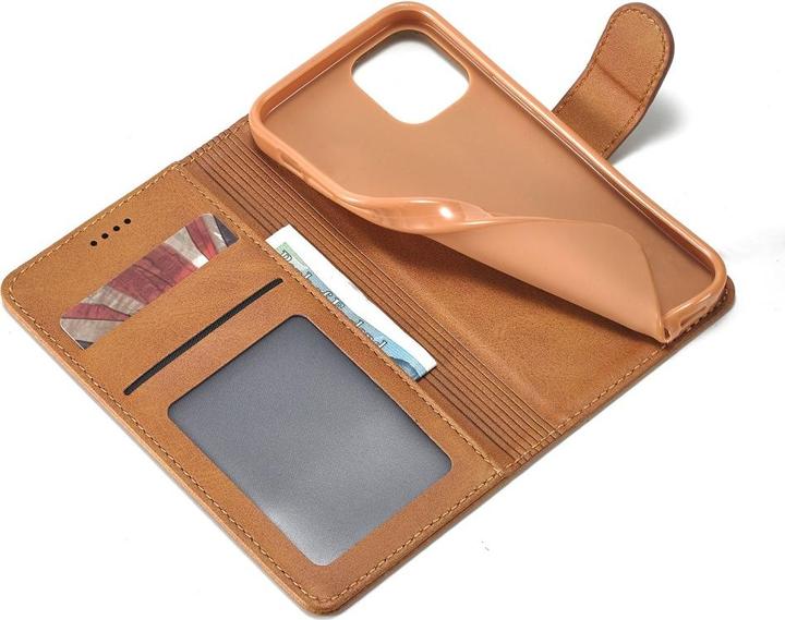 Produktbild Ueli Express iPhone 12 / iPhone 12 Pro Buch Etui Tasche Echtleder mit Kartenfach Hellbraun (Apple iPhone 12, Apple iPhone 12 Pro)