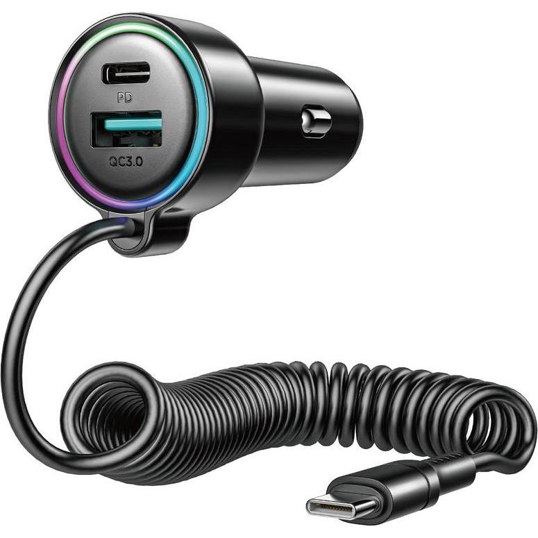 SIGN 90W 3-in-1 Fast Car Charger with USB-C Cable, Adattatore per auto
