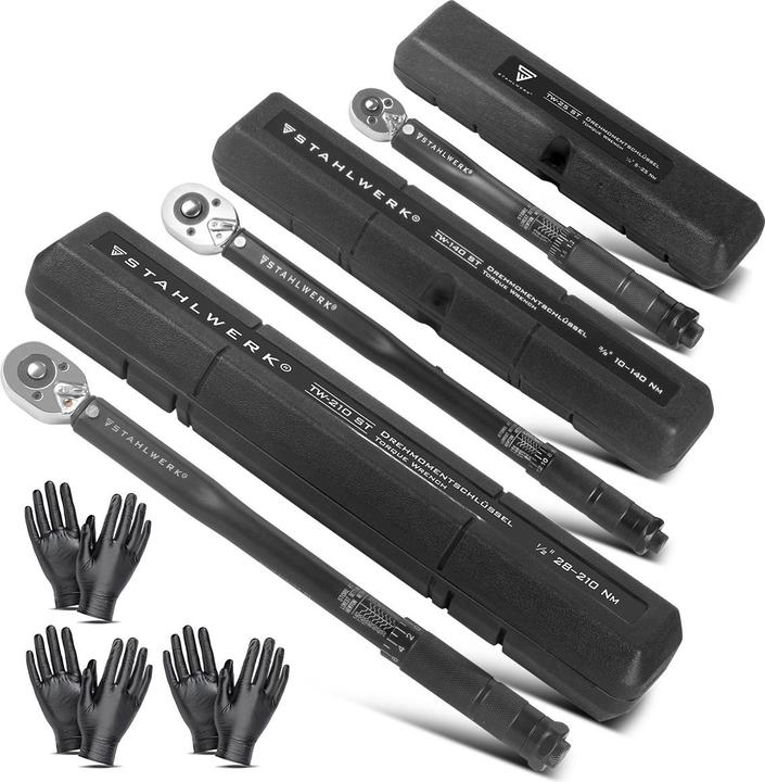 Stahlwerk Drehmomentschlüssel Dreierset 1/4", 3/8" & 1/2" bis 210 NM (1/2", 1/4", 3/8", 28 - 210 Nm)