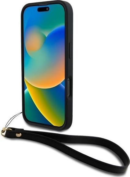 Actual product image DKNY DKHCP16XPBSWSK iPhone 16 Pro Max 6.9" czarny/black hardcase Wrist Strap Stock Logo (Apple iPhone 16 Pro Max)