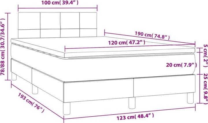Immagine prodotto vidaXL Boxspringbett (120 x 190 cm)