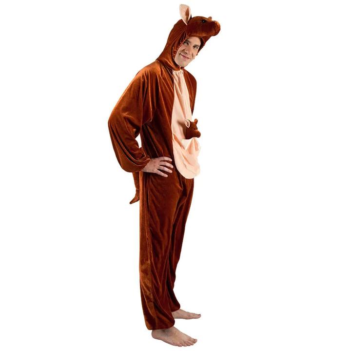 Image du produit Boland Costume de kangourou pour enfants : combinaison en peluche avec capuche (140)