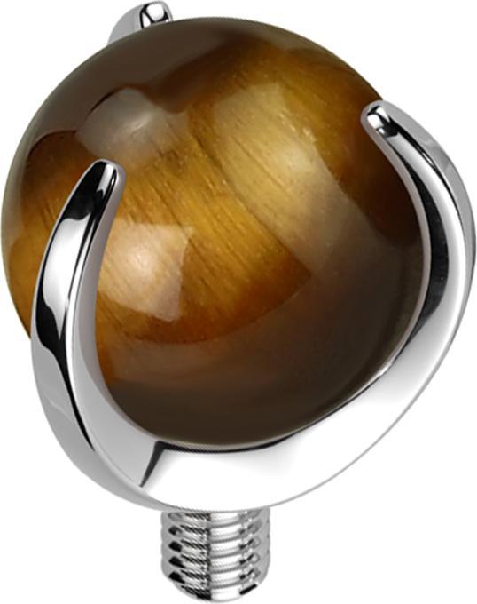 Actual product image Star Piercing Dermal Anchor silver ball tiger eye stone set (Titanium, without brass, Mineral)