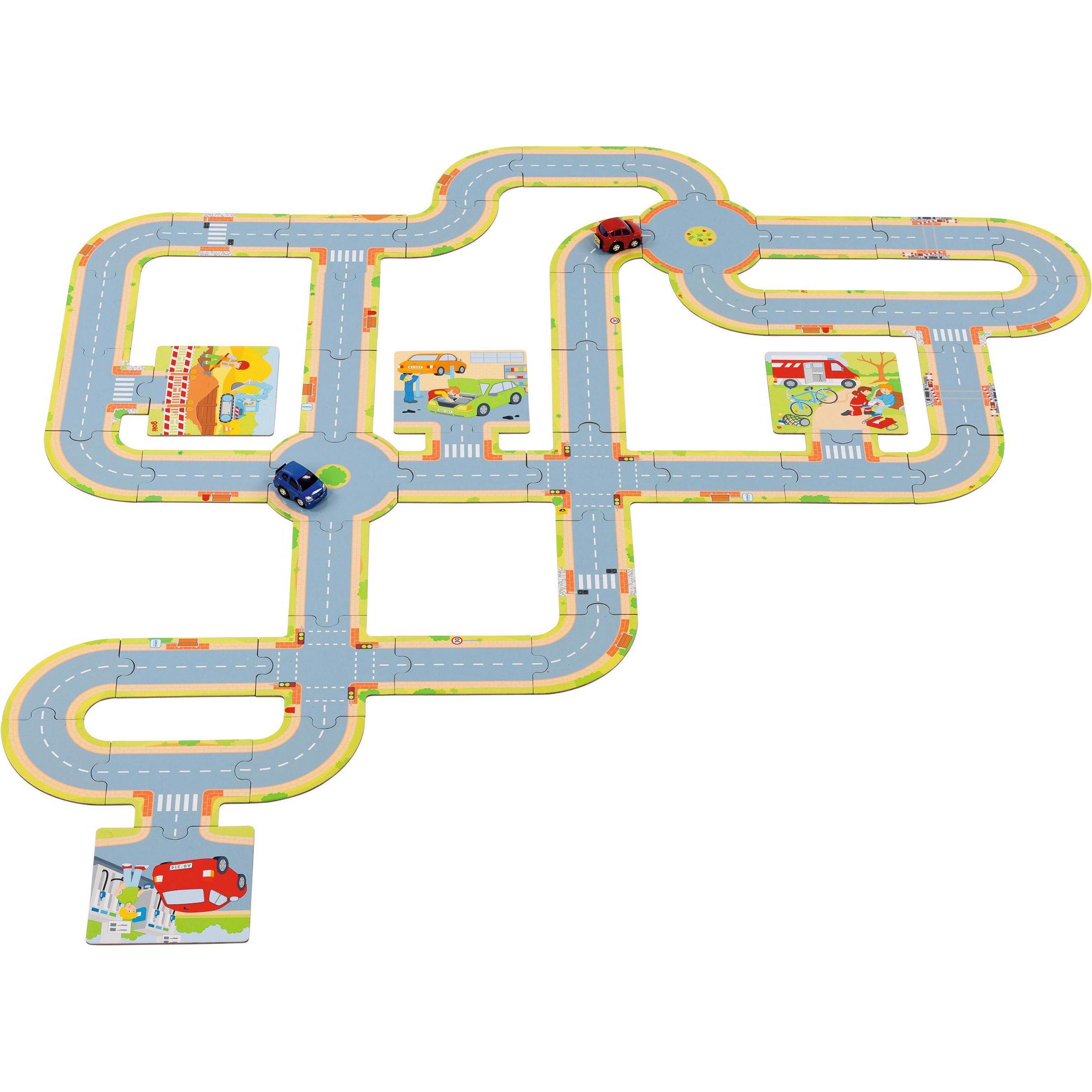 Goki Spielset Spielstrasse mit 2 Fahrzeugen (47 Teile)