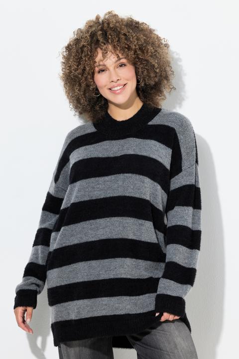 Produktbild Ulla Popken Pullover, Streifen, Stehkragen, Langarm, kuschelweich (62)