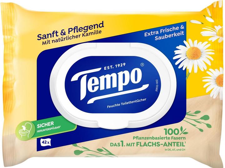 Productafbeelding Tempo Natte doekjes zacht&verzorgend kamille (42 Stuk)