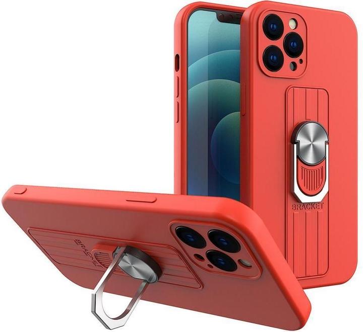 Produktbild Hurtel Ring Case Silikonhülle mit Fingerhalter und Ständer für Xiaomi Redmi Note 11 Pro rot (Xiaomi Redmi Note 11 Pro)