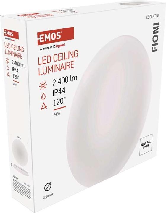 Actual product image Emos LED ceiling light FIONI, round, white 24W neutral white, IP44 (2400 lm)