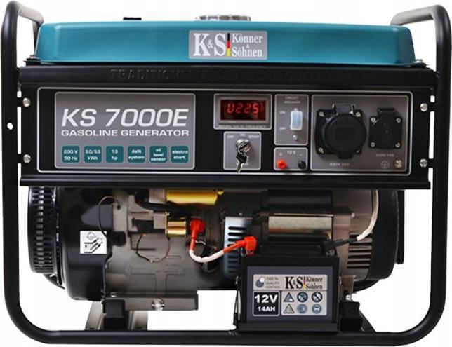 Könner & Söhnen KS 7000E Power generator, 13 hp 4-stroke petrol engine, E-start, 5500 watt, 1x16A (230V) (25 l)