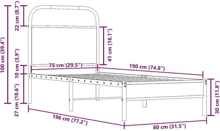Image du produit vidaXL Bettgestell (75 x 190 cm)