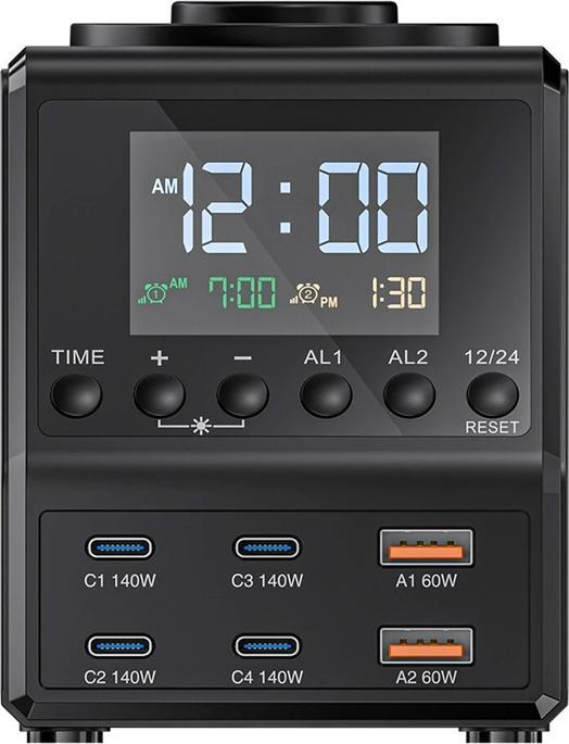 Produktbild BlitzWolf BW-FW10 alarm clock with charger 2xUSB-A, 4xUSB-C, 240W
