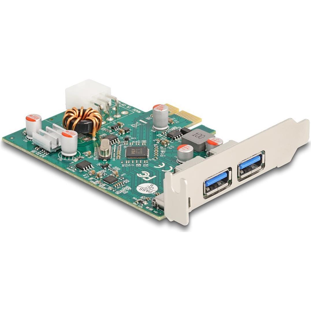 Delock Scheda PCI Express x1 a 1 presa USB Type-C esterna PD 30 W + 2 prese USB Type-A esterne US, Scheda controller