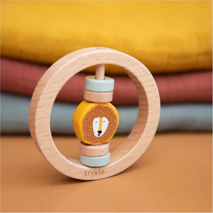 Productafbeelding Trixie Baby Houten ronde rammelaar - Mr Lion