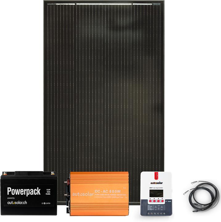 Actual product image Autosolar Complete package 160W with lithium battery 55Ah and 600W inverter (150 W)
