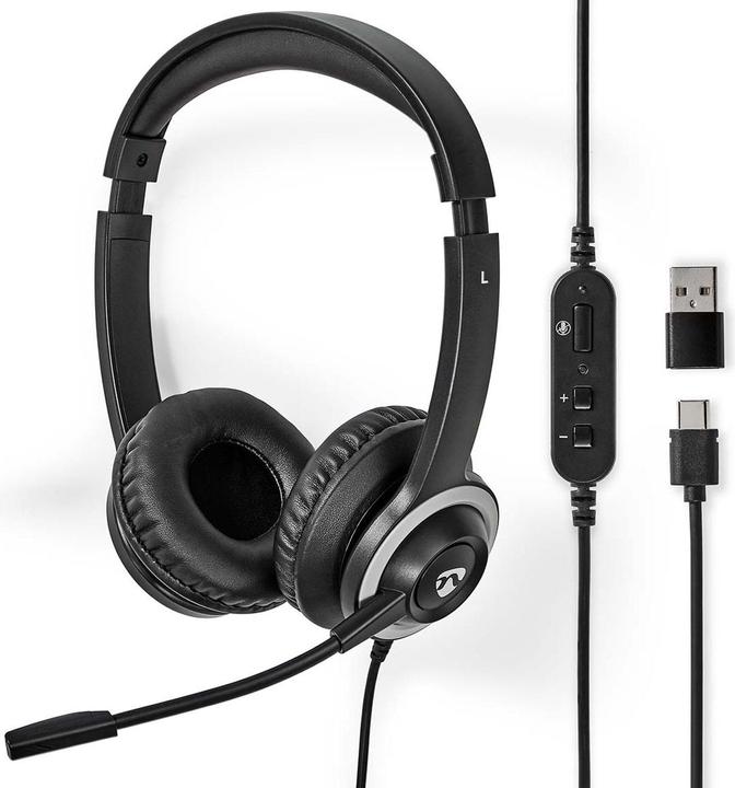 Nedis Casque stéréo sur oreille pour PC - Noir (Filaire, USB-A)
