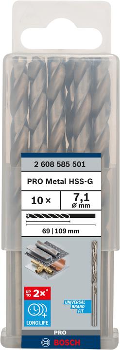 Immagine prodotto Bosch Professional Zubehör Punta PRO Metal HSS-G, 7,1 x 69 x 109 mm (7,1 mm)