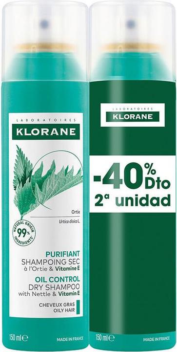 Image du produit Klorane Shampooing sec purifiant à l'ortie - 2x150ml (300 ml, Shampoing sec)
