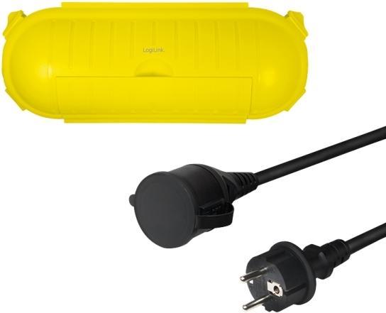 LogiLink Netzkabelverlängerung-Set, CEE7/7 zu CEE 7/3 + Schutzbox, 3 m (CEE 7/3, 3 m)