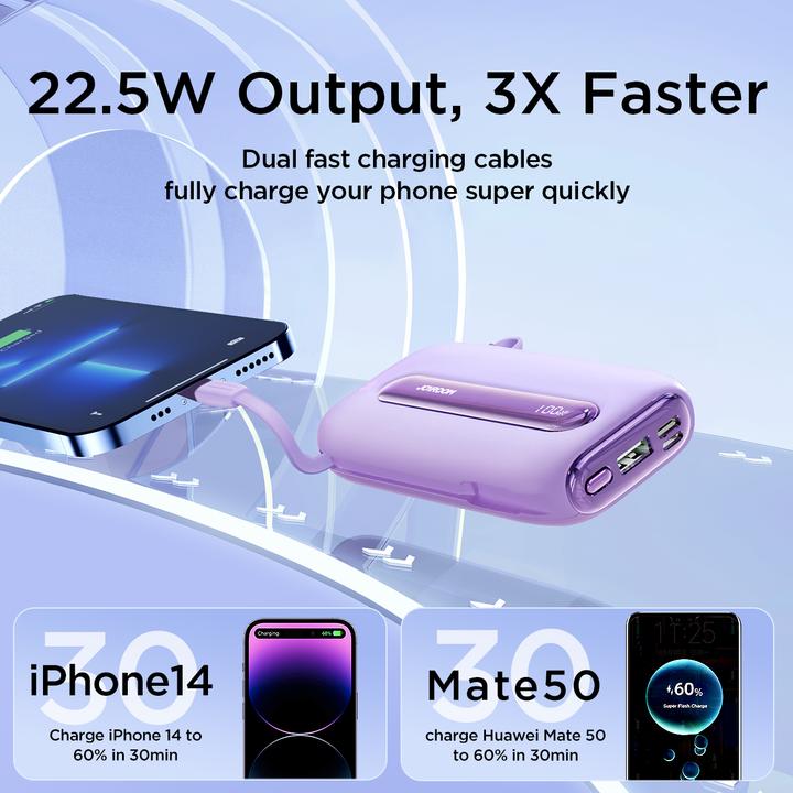 Actual product image Joyroom Powerbank JR-L012 Plus,20000mAh, 22.5W (Purple) (20000 mAh, 22.50 Wh)
