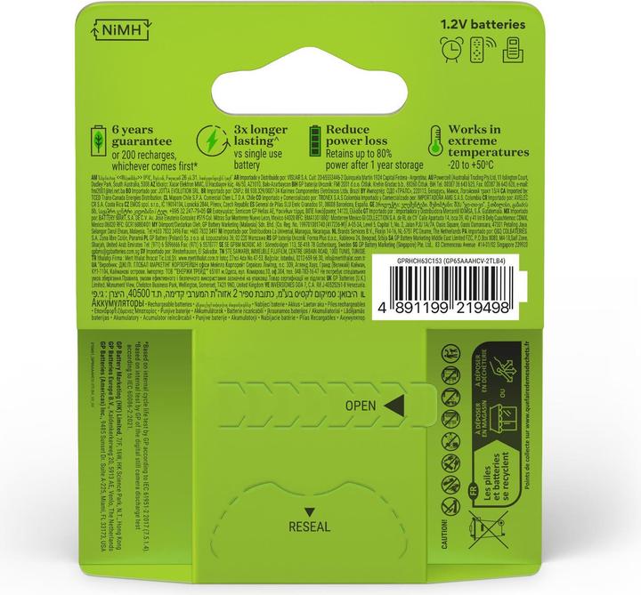 Produktbild GP Batteries GP - Recharge Rechargeable Battery, Size AAA, 650 mAh, 4-pack (4 Stk., AAA, 650 mAh)