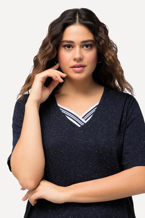 Actual product image Ulla Popken Textured V-Neck Tee (46, 48)