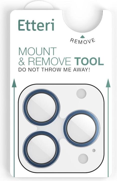 Actual product image Etteri camera lens protector for iPhone 17 Pro / 17 Pro Max blue (1 pcs., Apple iPhone 17 Pro, Apple iPhone 17 Pro Max)