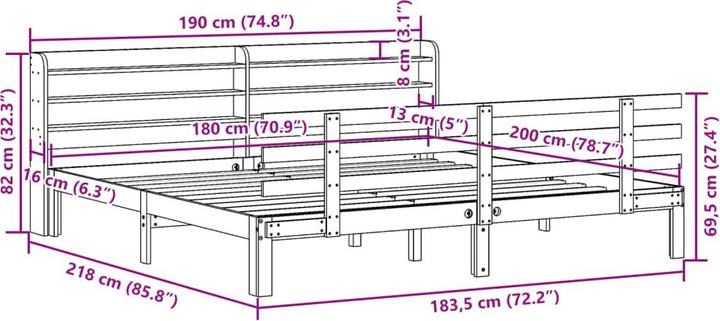 Produktbild vidaXL Bettgestell (180 x 200 cm)