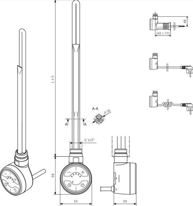 Actual product image Terma Electric Heating Element Moa 300w Black
