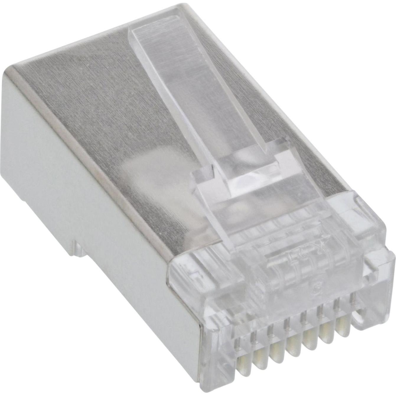InLine 100er Pack Modularstecker 8P8C RJ45 zum Crimpen auf Rundkabel, Server Zubehör, Transparent