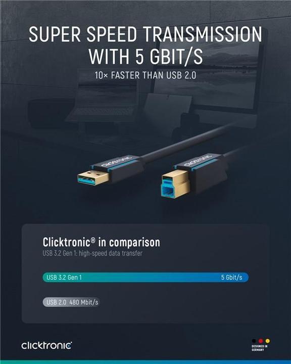Produktbild clicktronic USB-A - USB-B SuperSpeed (3 m, USB 3.0)