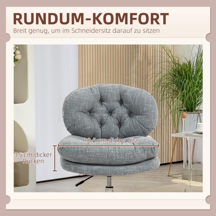 Actual product image Swisshandel24 Bürostuhl, Gepostert Schreibtischstuhl mit Wippfunktion, Leinenoptik, Grau (49 - 59 cm)