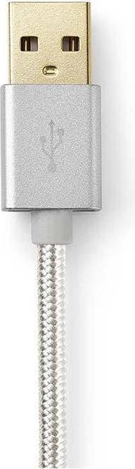 Produktbild Nedis CCTB39300AL30. Produktfarbe: Aluminium, Anschluss 1: USB A, Anschluss 2: Lightning. Verpackungsart: (3 m, USB 2.0, 12 W)
