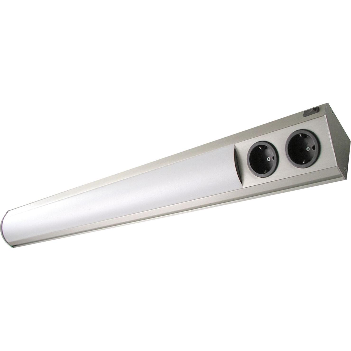 Wipo, Wandleuchte + Deckenleuchte, Corner Compact LED 12,9 W 4000K 1160mm mit Steckdose, Edelstahl Effekt (1280 lm)