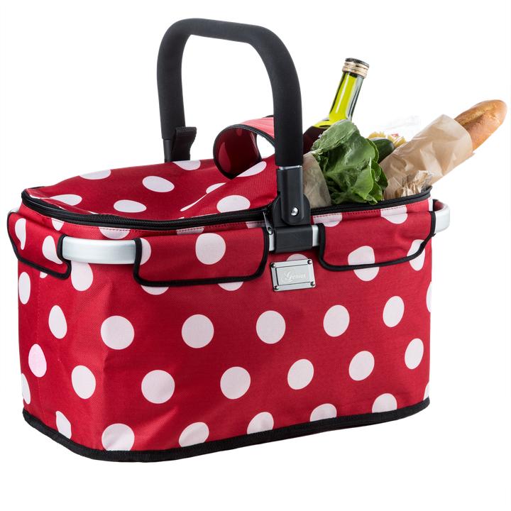 Actual product image Genius Falko shopping basket, red with white dots