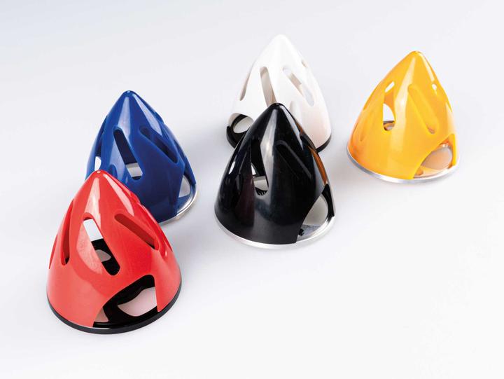 Actual product image Kuza spinner plastic 3" 75mm red with aluminium base plate