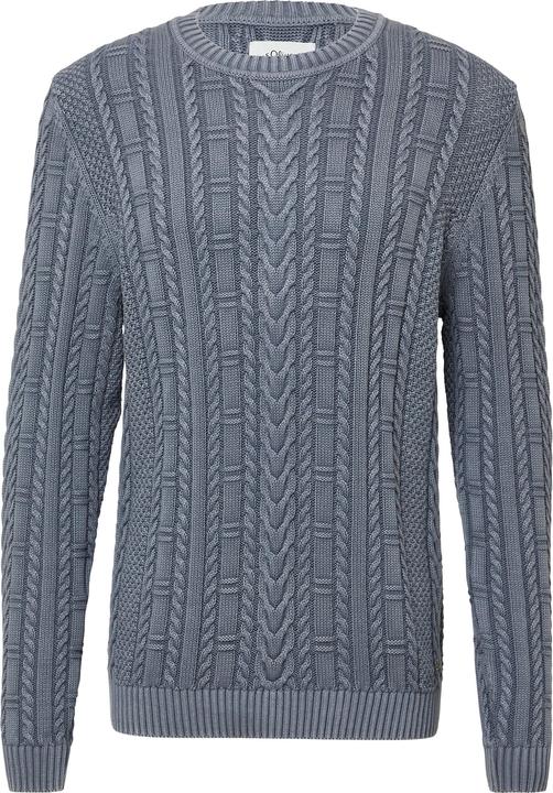 Produktbild s.Oliver Strickpullover Baumwollpullover mit Zopfmuster und Garment Dye (L)