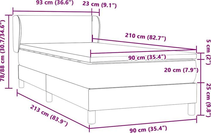 Produktbild vidaXL Boxspringbett (90 x 210 cm)