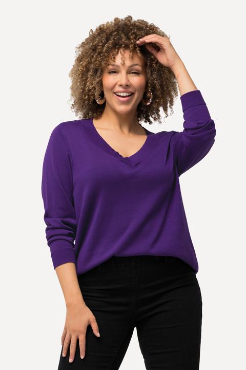 Produktbild Ulla Popken Pullover, V-Ausschnitt, Langarm, weicher Feinstrick (42, 44)