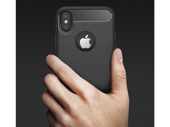 Actual product image Screenguard Apple iPhone XS Case Carbon Brushed Soft TPU (Apple iPhone XS)