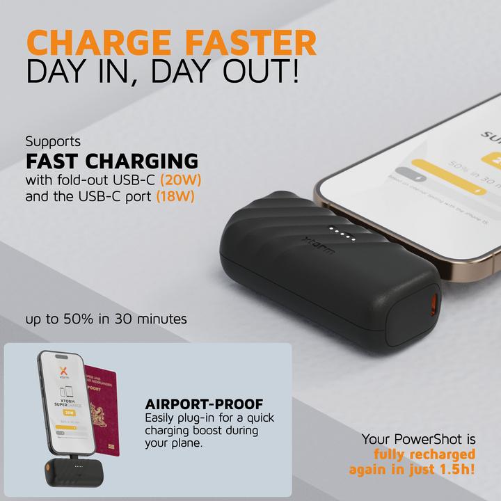 Image du produit Xtorm 20 Watt Ausgangsleistung Compact Power Shot Go2 Black (5000 mAh, 20 W, 18 Wh)