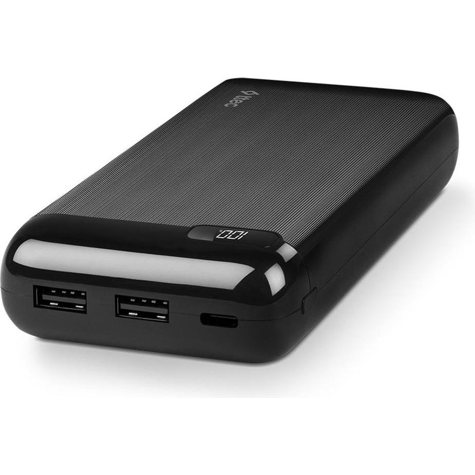 Ttec T-Tec Power PowerSlim LCD 20.000 mAh USB-C (20000 mAh, 10.50 W, 74 Wh), Powerbank, Schwarz