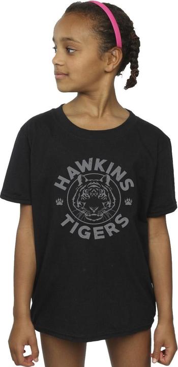 Actual product image Netflix Girls Stranger Things Hawkins Grey Tiger Cotton T-Shirt (128)