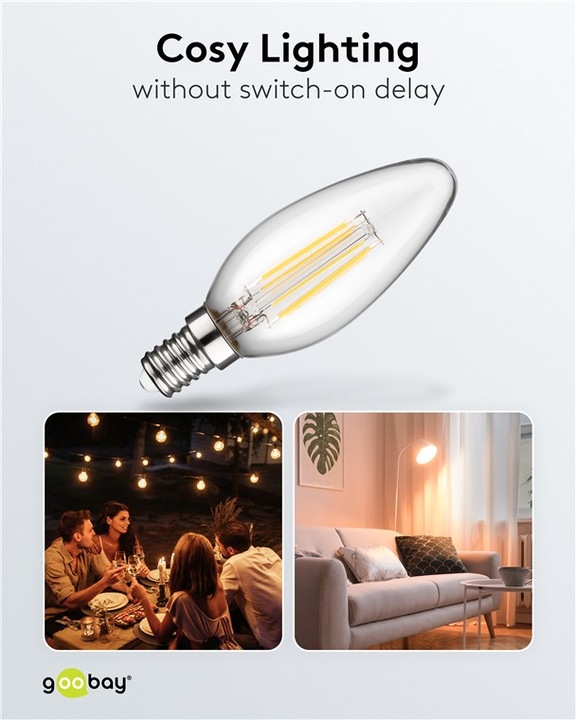 Immagine prodotto Goobay Candela LED a filamento, 6 W (E14, 6 W, 1055 lm, 1 x, C)