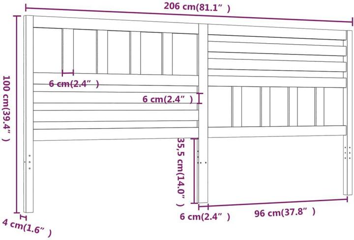 Image du produit vidaXL Bettkopfteil (206 x 4 x 100 cm)